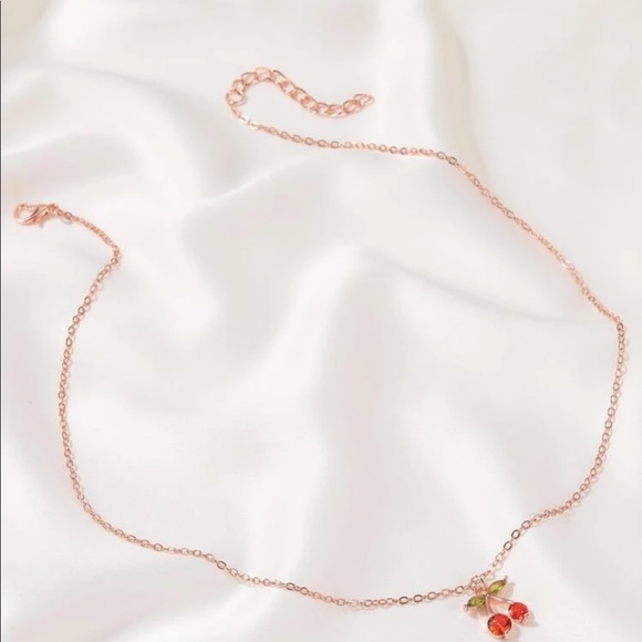 Rose Gold Cherry Charm Necklace - Picture 4 of 7